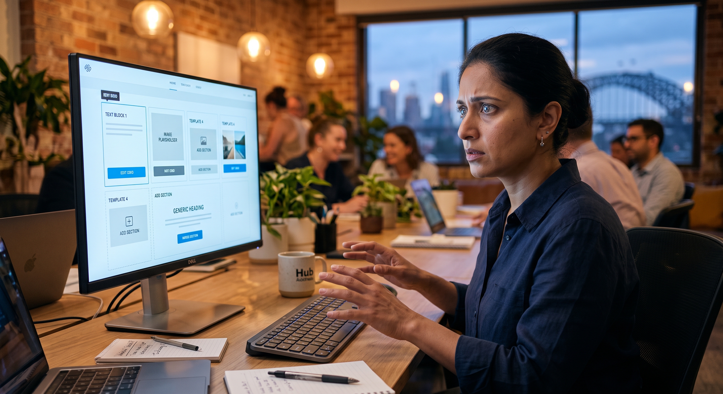 Woman stressing with timeline to update their content